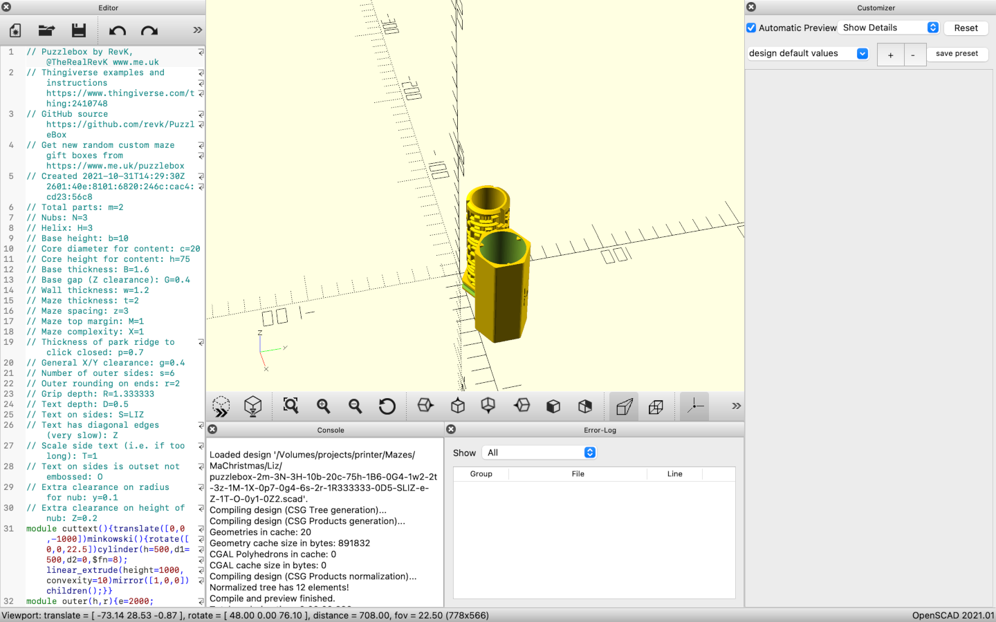 Maze in OpenSCAD