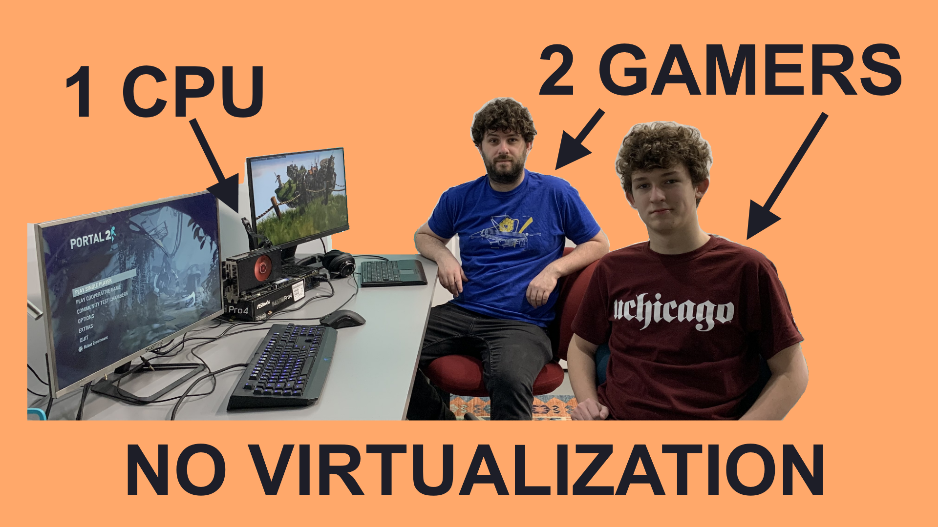 2 gamers, 1 cpu, NO Virtualization!